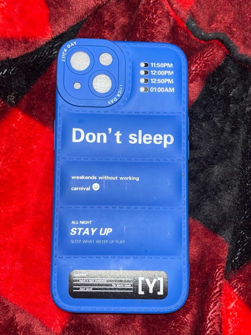 Blue "Don't Sleep" Protective Phone Case for Iphone 13